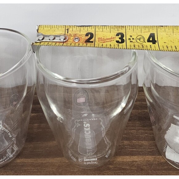 Set Of 3 Starbucks Bodum 2012 8 Oz Double Walled Hand Blown Glass Cup Brand New - Picture 12 of 14